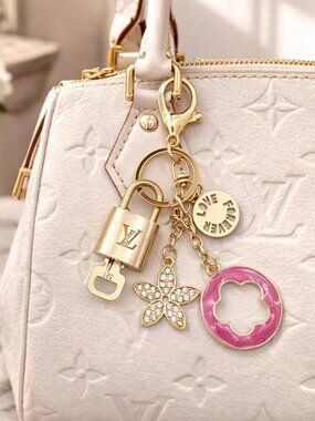 Louis Vuitton Gold Lock 🔒 Authentic LV Key + Unbranded Flower Bag Charm